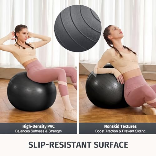 Image of ZELUS Balance Ball Trainer with Resistance Bands & Foot Pump, Inflatable Yoga Ball for Home Gym Workouts, 23 Inch Exercise Half Ball for Balance Training Core Strength Fitness, 330lb Cap (Black)