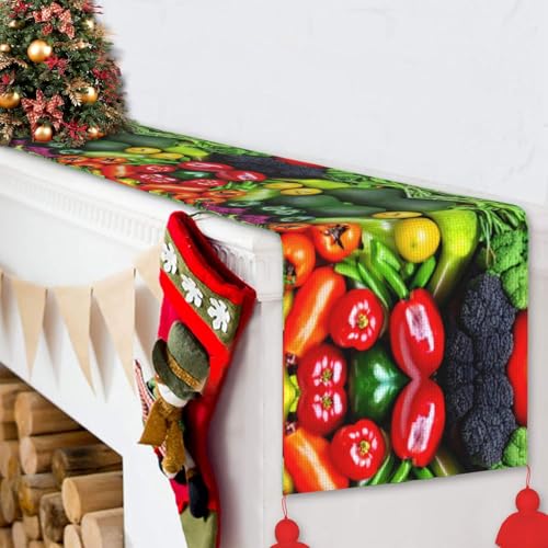 Chemin de table imprimé légumes pour protéger et décorer votre table basse de salon