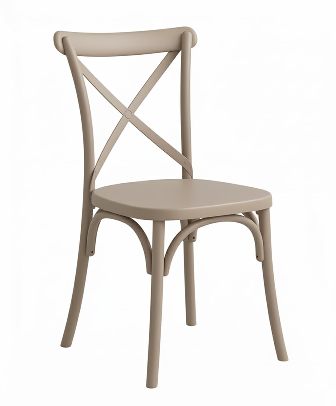 Cribel Set 6Pcs Sedie Cross Tortora in Polipropilene, Schienale a Croce Stile Classico, Sedie Impilabili e Resistenti per Cucina, Sala da Pranzo, Giardino, Terrazzo, Bar e Ristoranti