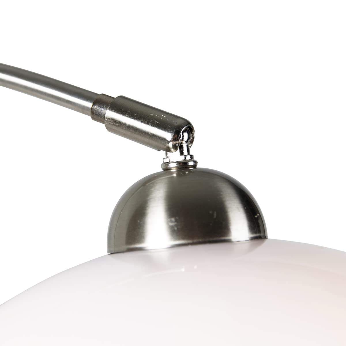 Qazqa - Modern Retro Wandbogenlampe aus Stahl I Silber I nickel matt mit weißem Schirm verstellbar I Wohnzimmer I Schlafzimmer - Stahl Länglich - LED geeignet E27