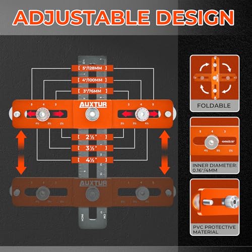 Image of Cabinet Hardware Jig, Adjustable Cabinet Handle Template Tool with Alignment Hole, Punch Locator Drill Guide for Knobs,Handles and Pulls