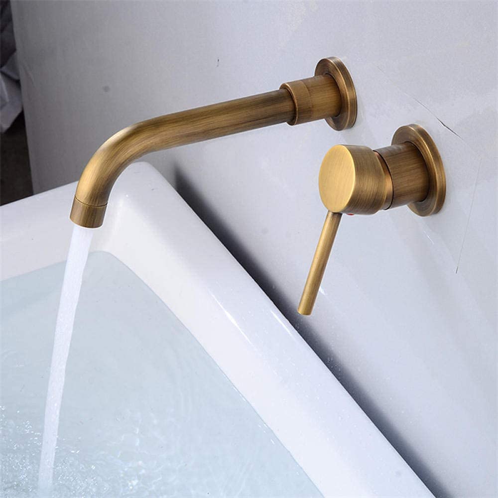 Grifos de baño Grifos para lavabo para baño Grifo monomando para lavabo de latón Grifo para lavabo de baño Grifo para lavabo frío y caliente Grifo monomando montado en la pared (color: blanco) Star of