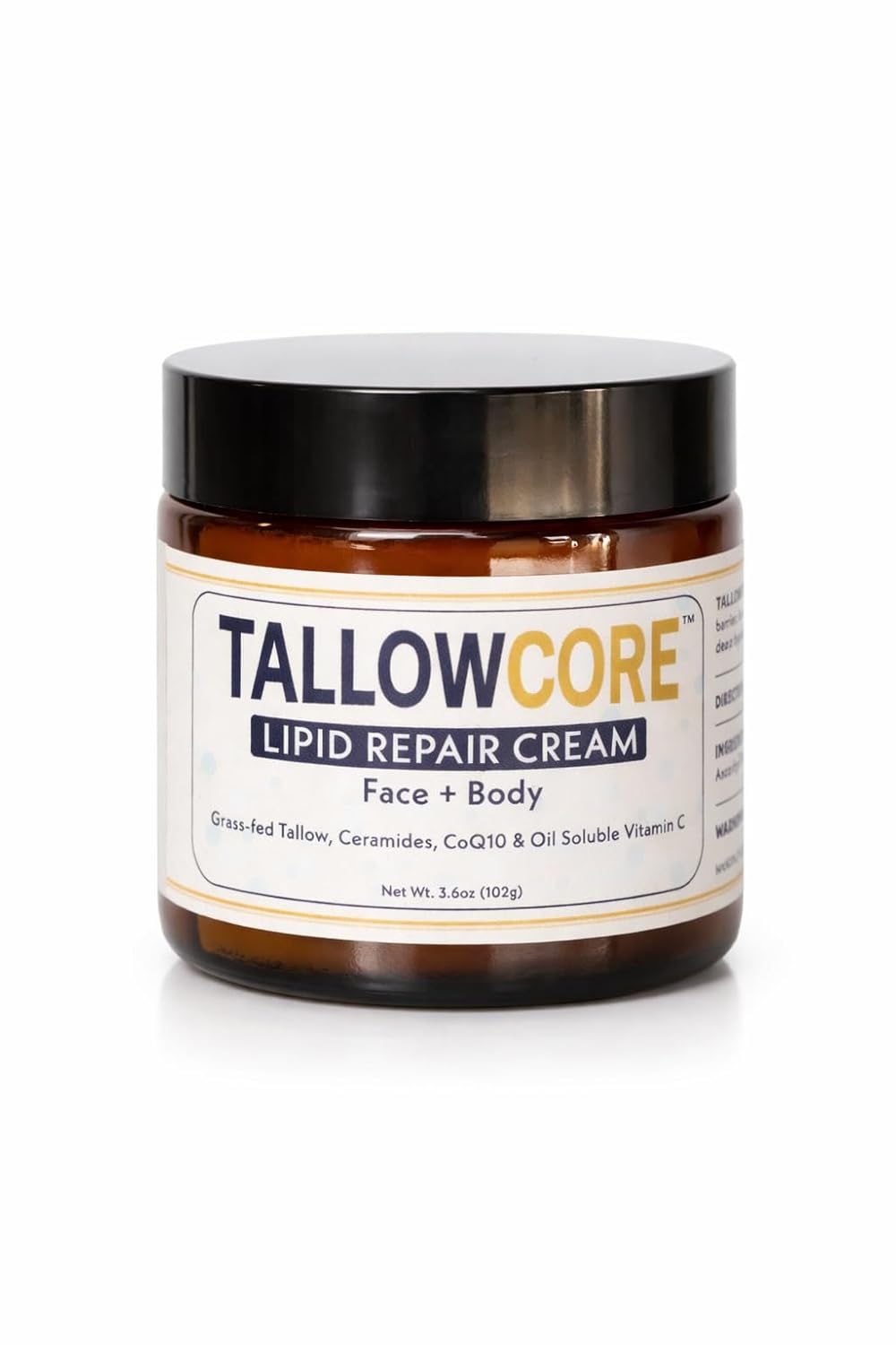 Lipid Repair Cream – Waterless Grass-Fed Tallow Moisturizer with Ceramide NP, CoQ10 & Oil-Soluble Vitamin C – Skin Barrier Repair Face Cream – 3.6 oz