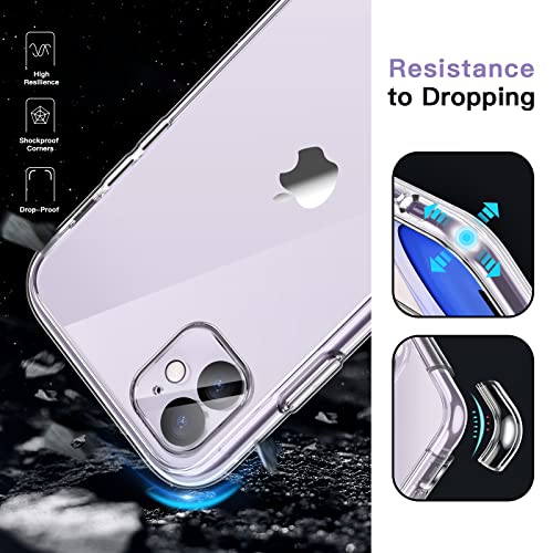 Jetech 3 In 1 Case For Iphone 11 6.1-Inch, With 2-Pack Screen Protector And 2-Pack Camera Lens Protector, Non-Yellowing Shockproof Bumper Phone Cover, Full Coverage Tempered Glass Film (Clear) #TOP3