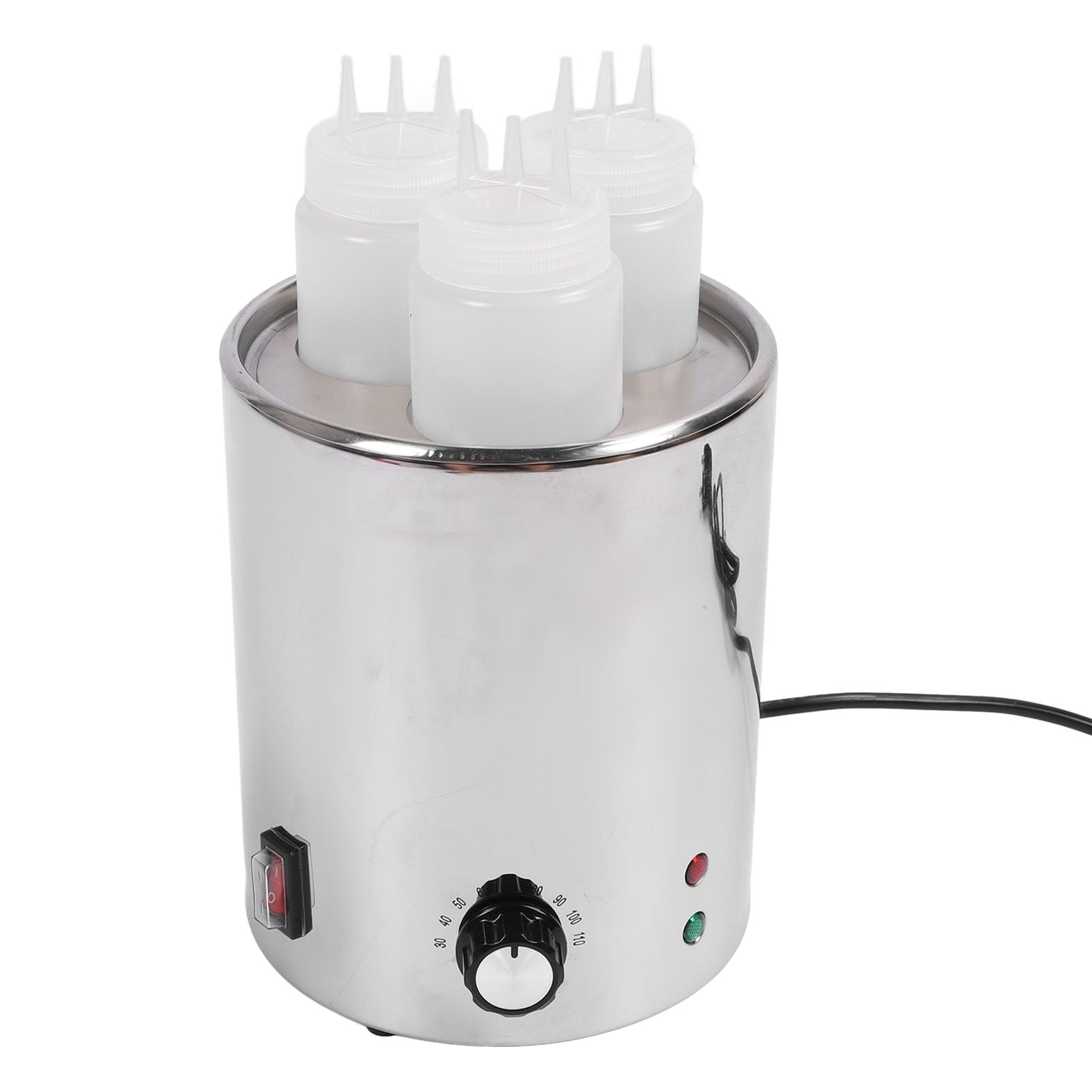 Electric Cheese Sauce Warmer, 30-100°C Adjustable Temperature Stainless Steel Bottle Warmer for Cheese Chocolate Hot Fudge Caramel, Nacho Cheese Dispenser Warmer (US Plug 110V)