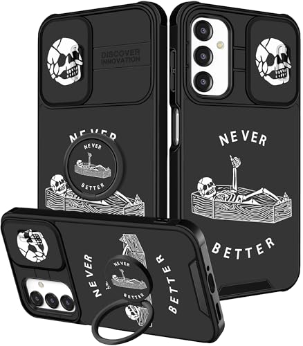 Goocrux for Samsung Galaxy A16 5G Phone Case - Women Girls Cute Phone Cover Girly Pretty Skull Skeleton Unique Cool Design Slide Camera Cover with Ring Stand Holder for Samsung A16 5G Case 6.7'