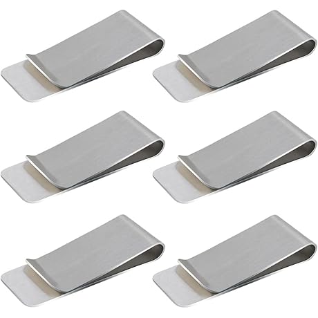6 Pack Stainless Steel Wallet Clip Pro: Discreet Slim Cash Clip for Men