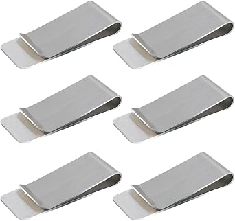 6 Pack Stainless Steel Money Clip Metal Wallet Clip for Men Mens Slim Cash Clip Small Money Clips for Cash and Credit Card Holder Metal Money Clips Minimalist Front Pocket Wallet Clip Silver