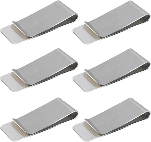 6 Pack Stainless Steel Money Clip Metal Wallet Clip for Men Men's Slim Cash Clip Small Money Clips for Cash and Credit Card Holder Metal Money Clips Minimalist Front Pocket Wallet Clip (Silver)