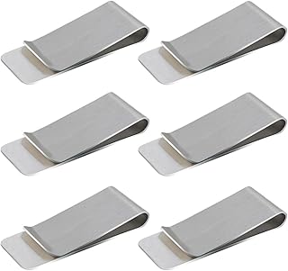 6 Pack Stainless Steel Money Clip Metal Wallet Clip for Men Men's Slim Cash Clip Small Money Clips for Cash and Credit Card Holder Metal Money Clips Minimalist Front Pocket Wallet Clip (Silver)