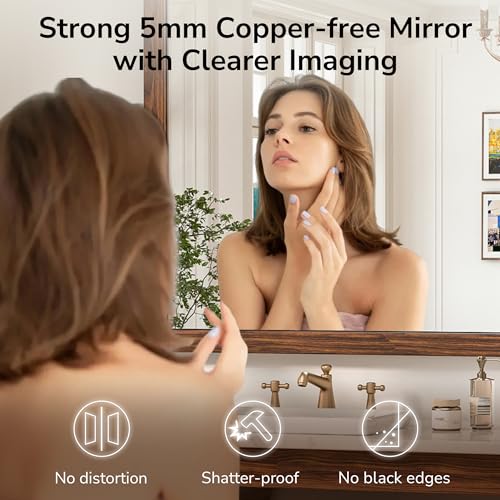 TokeShimi-22×30-Inch-Rustic-Bathroom-Mirror-Wooden-Framed-for-Farmhouse-Water-Proof-Solid-Wood-Frame-for-Living-Room-Wall-Decor-HD-Reflection-and-Shatter-Proof-Mirror-French-Cleats TokeShimi 22×30 Inch Rustic Bathroom Mirror Wooden Framed for Farmhouse Water Proof Solid Wood Frame for Living Room Wall Decor HD Reflection and Shatter Proof Mirror French Cleats
