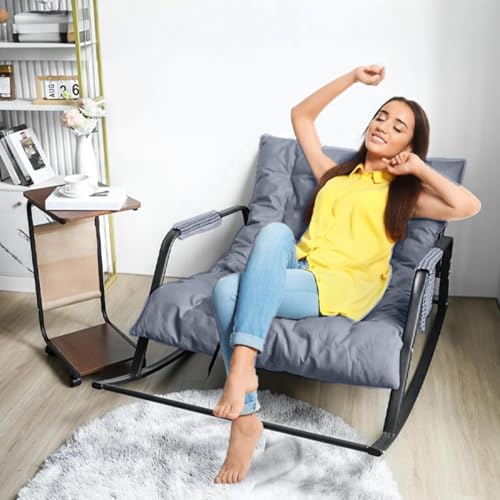 La Mejor Lista de Mecedora Reclinable los 5 más buscados. 43 Begônia Home & Deco Sillón Individual Reclinable Mecedora Puff, 127 x 92 x 80 cm, para Sala Interior y Exterior (Gris)