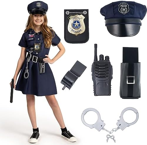 Police Officer Girl Cop Costume Outfit Set for Halloween Dress Up Party, Carnival Cosplay, Themed Parties 3