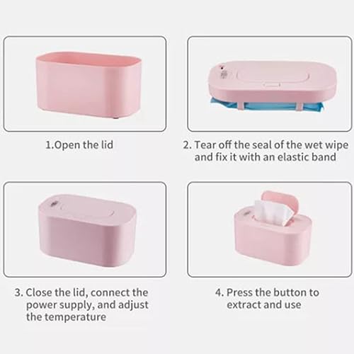 Miniatura 7 de Hilitand Dispensador de toallitas húmedas para bebés, dispensador de toallitas húmedas con tapa, bolsa portátil para toallitas húmedas (rosa)