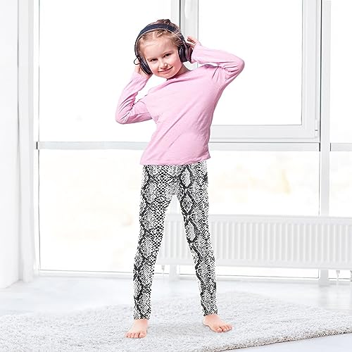 ALAZA Girls' Leggings Children's Yoga Pants Skinny Printed Dance Snake Skin Black and White Comfortable 4T3