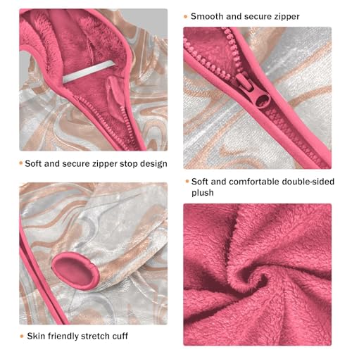 OTVEE Khaki Marble Texture Kids Hoodie Jacket Fall Spring Full Zip Warm Outwear Coat3