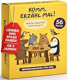 56 Gesprächskarten für Kinder - Erzählkarten, Selbstreflexion, Fantasie & Austausch - 4 Kategorien mit kindgerechten Fragen - Familien-Spiel für offene Gespräche + Magnetbox optimal als Geschenk