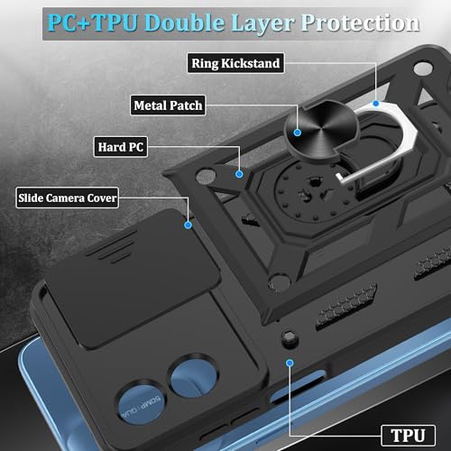 Gritup for Moto-G-Play-2024-(4G) Case with [HD Screen Protector×2], 360°Rotation Ring Kickstand [Military Grade] Case, for Motorola Moto G Play 2024(4G),Black - image 5