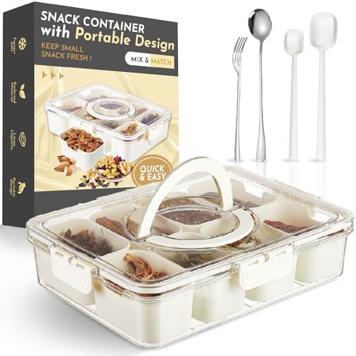 Capella Edge Snack Box With Lid - 8-Compartment Clear Serving Tray, Portable For Parties, Picnics & Travel