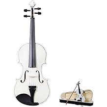 4/4 Acoustic Violin Set,Beginner Violin Vintage Solid Wood Violin Starter Kit with Carrying Case,Bow and Rosin White