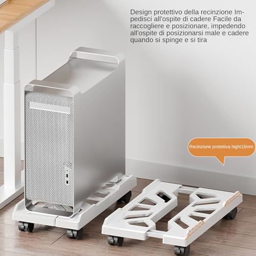 Soporte para torre de PC - Soportes para CPU con ruedas, soportes ajustables para ordenador | Soporte para computadora móvil con 4 ruedas giratorias, estante de almacenamiento para PC de escritorio - imagen 2