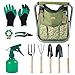 Produktbild Good Gain Garden Tools Hocker, 12 Stück Gartenhandwerkzeugset mit Klappstuhlsitz und Gartenaufbewahrungstasche, Gartenwerkzeugträger, Gartengeschenkset für Mama/Papa und Gärtner. Grün