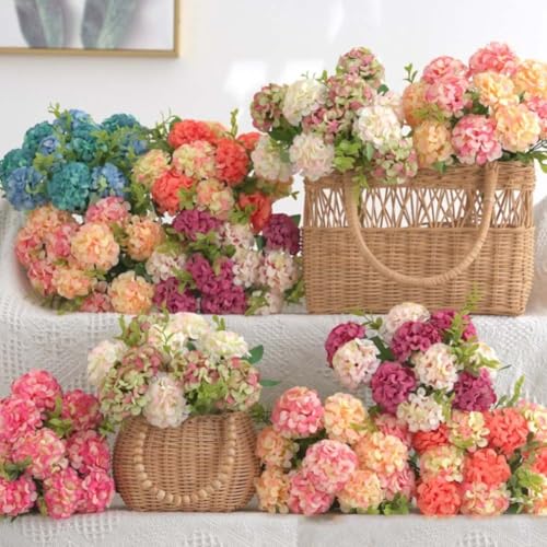 NEIQIUWING 1 pezzo 10 fiori di ortensia artificiale, bouquet di lusso, decorazione per matrimoni
