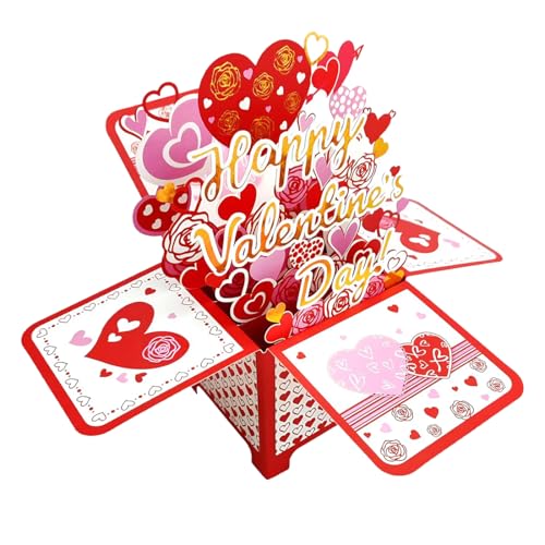 SGERUFZ Tarjeta 3D Postal Desplegable Divertida con Compartimento Oculto para Dinero y Cupones,cumpleaños Original,Aniversario Pareja,felicitacion Boda,Tarjeta de felicitación del día de San Valentín