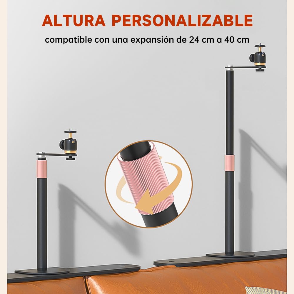 Soporte Para Proyector Bordstract, Soporte Para Proyector Ajustable Con Rosca De 1/4 Pulgadas, Rotación De 360 ​​y Inclinación De 90 Para Cabecera De Cama O Sofá(Blanco)