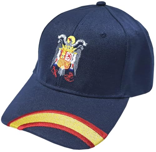 Tiendas LGP   Gorra Bordada Aguila de San Juan con Bandera de España. Talla única, con Presilla de adaptación, Color Azul