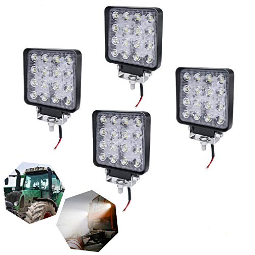 LILIIN 4 fari da lavoro a LED da 48 W, 12 V, LED supplementari, per retromarcia, IP67, impermeabili, per trattore, escavatore, 4 x 48 W