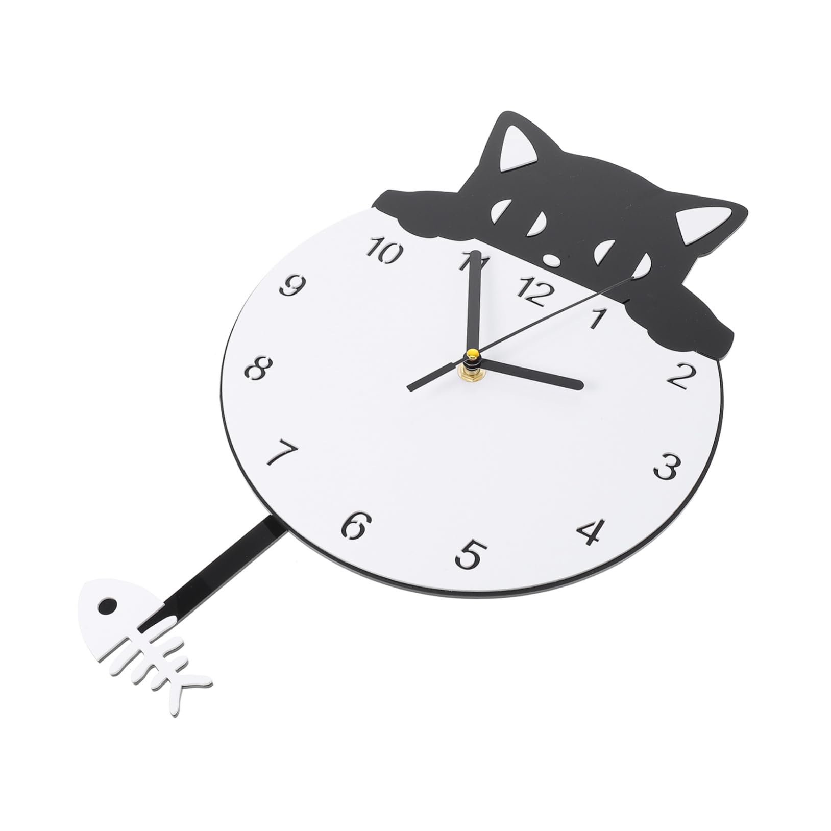 Horloge murale chaton silencieuse en acrylique moderne GALPADA pour chambre d'enfant et salon
