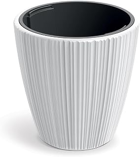 Tymar Flower pot large with insert, tall planter pot, plastic planter pot_ORO (Ø 47 cm; white)