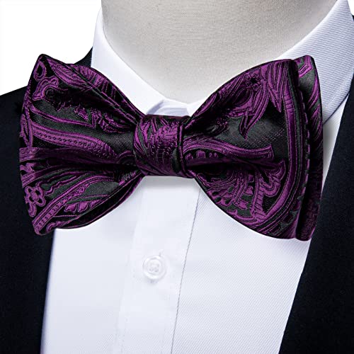 Image of DiBanGu Mens Silk Self Bow Tie Set 4PCS for Tuxedo Wedding