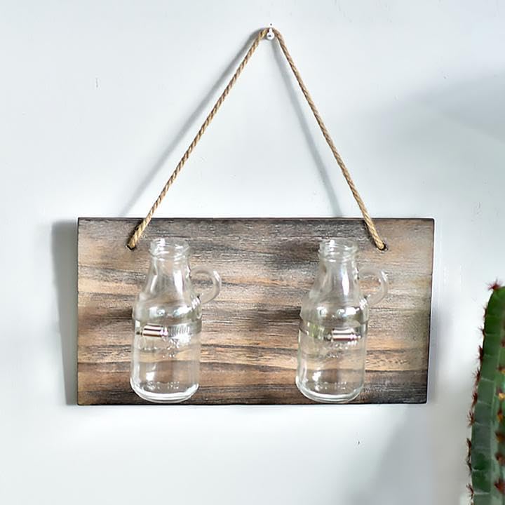 Wall Hanging Planter Glass Terrarium Propagation Stations 2 Flower Vases Hydroponics Bulb for Home Office Wall Decoration