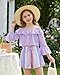 YOURUIKEY Girls Summer 2 Piece Cute Clothes Kid Halter Long Sleeve Cold Shoulder Purple Top Shorts Set Outfit Size 13 14