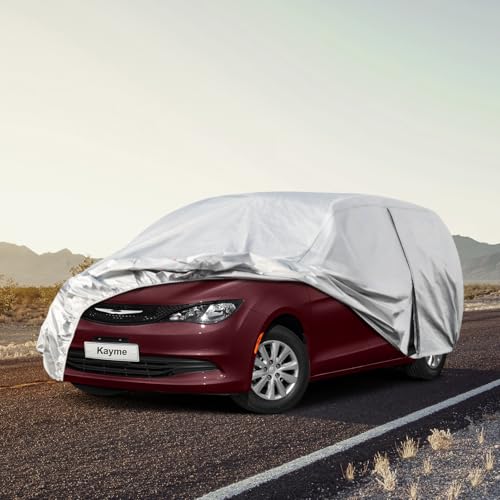 Image of Kayme 6 Layers Car Cover Custom Fit for Chrysler Voyager /Pacifica (1999-2025) Waterproof All Weather for Automobiles, Outdoor Full Cover Rain Sun UV Protection.Silver