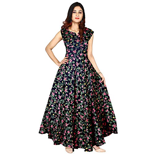 Mudrika Women's Rayon Digital Printed Flare Long Gown Dress (Multicolour, Free Size) Mudrika Women's Rayon Digital Printed Flare Long Gown Dress (Multicolour, Free Size)