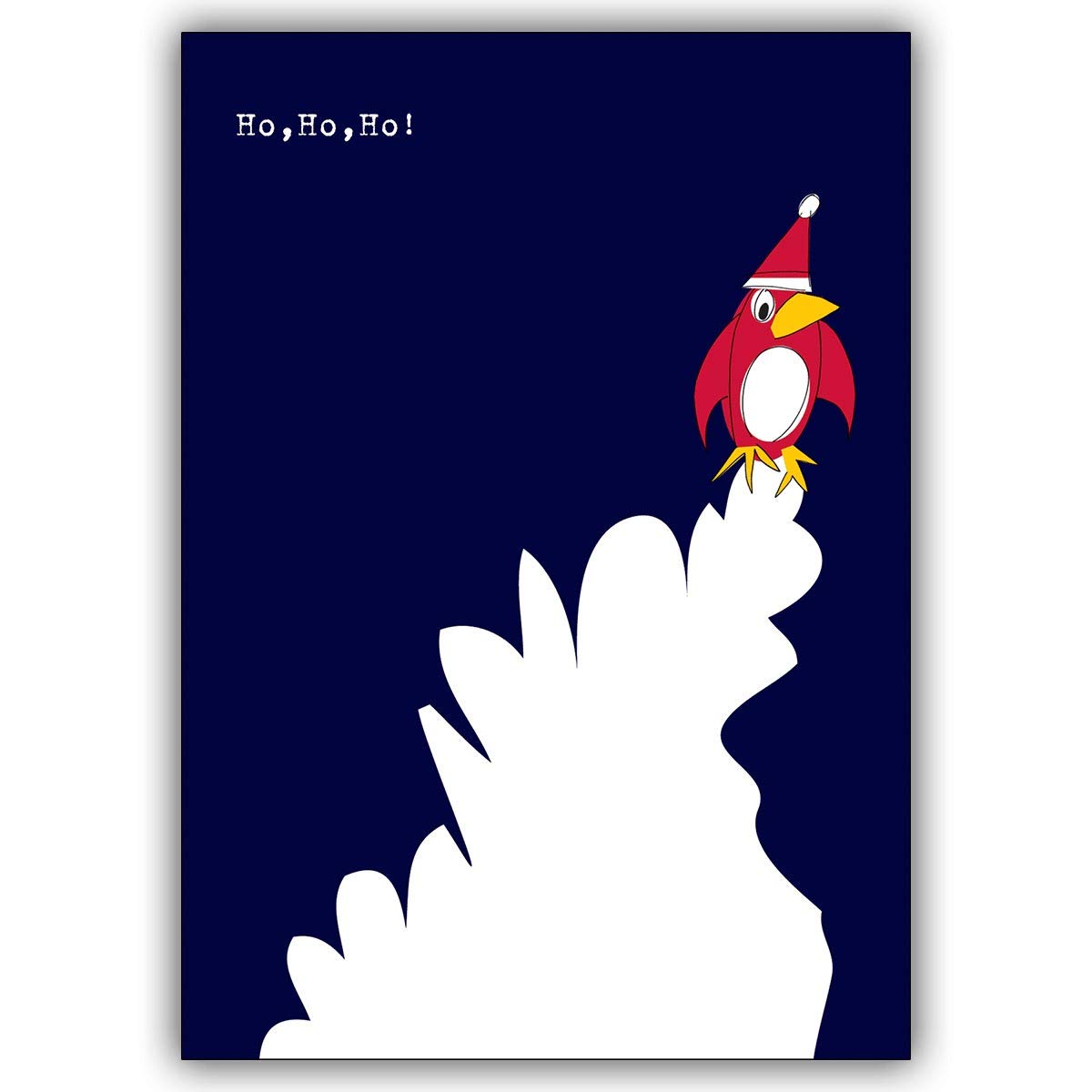 20er Set Fröhliche personalisierbare Weihnachtskarten mit lustigem Weihnachts Pinguin, mit ihrem Innendruck (Var7) gedruckt Weihnachts Neujahrs Glückwunsch für Familie Mitarbeiter: Ho, Ho, Ho!