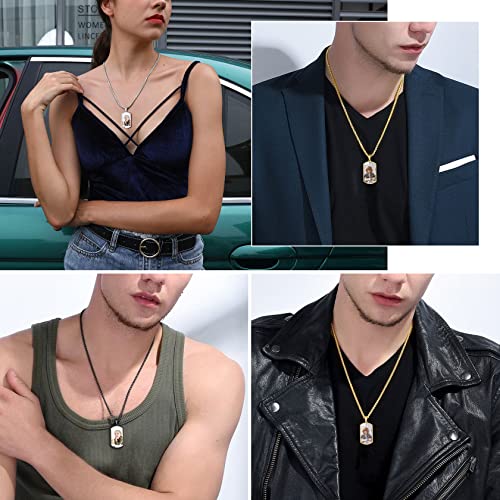 ChainsHouse Personalized Photo Necklace Men Women, Stainless Steel/18K Gold Plated Chain, Custom Picture Image Engrave Text Rectangular/Heart/Oval/Dogtag Pendant DIY Memorial Jewelry,Send Gift Box3