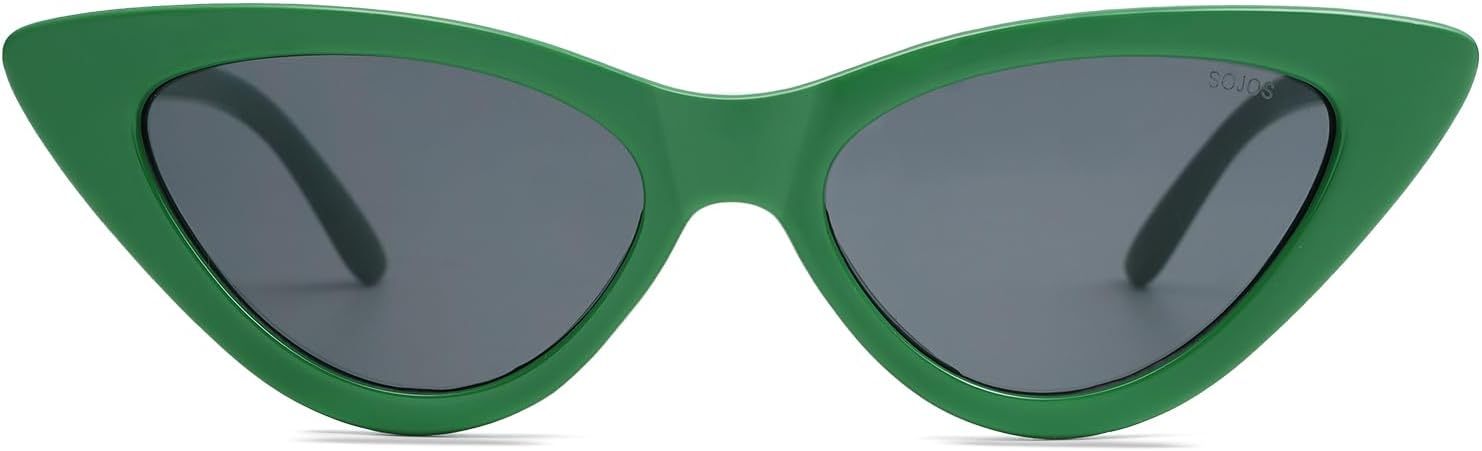 SOJOS Retro Vintage Narrow Cat Eye Sunglasses for Women Clout Goggles Plastic Frame SJ2044 - Image 2