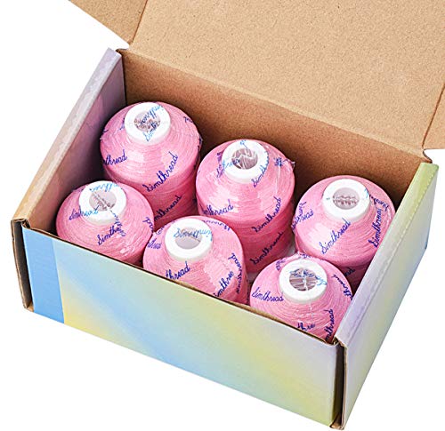 Image of Simthread 6 Pink Polyester Machine Embroidery Threads 1000M(1100Yards) for Brother Babylock Janome Pfaff Singer Bernina Home Embroidery and Sewing Machines (Pink)