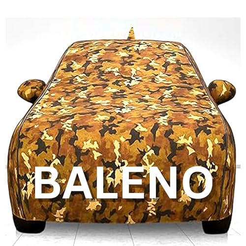 Image of 100% Waterproof Car Cover for Baleno UV Protection, Dustproof, Windproof | Custom Fit with Mirror Pockets, Belt & Buckle | All Weather Outdoor Body Cover (Jungle)