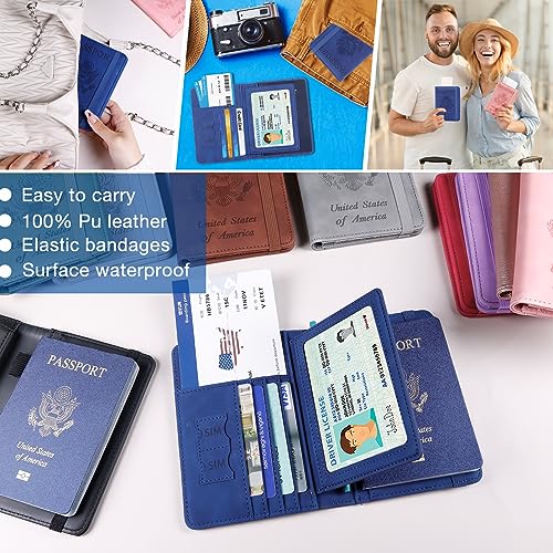 Image of Melsbrinna Rfid Passport Holder for Travel women /Men, Cute Passport Wallet Rfid Blocking Card Slots, Rfid Passport Cover /CaseTravel Wallet, Passport Book Holder (1, Blue5)