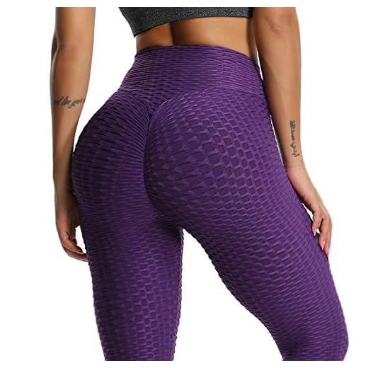 FITTOO Mallas Pantalones Deportivos Leggings Mujer Yoga de Alta Cintura Elásticos y Transpirables para Yoga Running Fitness con Gran Elásticos1090 Morado L