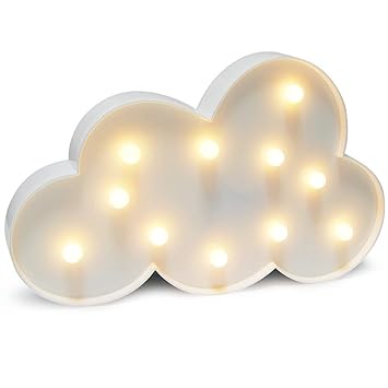 House of Quirk Cloud Night Light LED Marquee Sign-Baby Light-Battery Operated Nursery Lamp, Decorative Light for Kid's Room/Party/Home/Wall D?cor - White