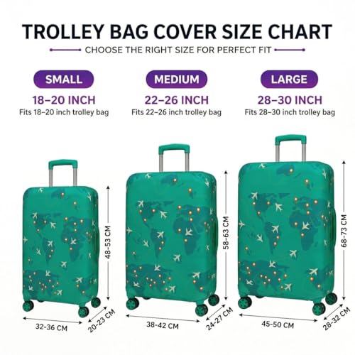 Image of Printed Luggage Cover for Traveling Bag & Suitcase - Stretchable & Scratchproof Trolley Protector with Velcro Lock & Lightweight Washable Material(Suitcase Not Included, Only Cover in Product)