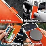 Dreem Real Leather for iPhone 17 Pro Max Case Wallet, Revolutionary Phone Stand, MagSafe-Fit, Magnetic Detachable Flip Cover, RFID Blocking Card Holder, Gift-Box [Fibonacci:Orange]