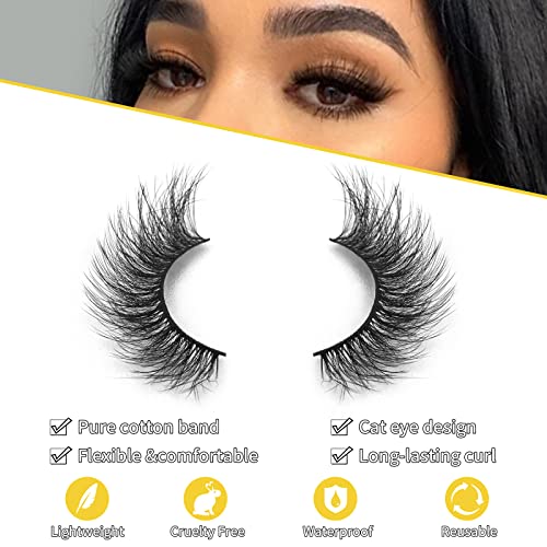 Kousei False Eyelashes Wispy Cat Eye Fake Eyelashes Faux Mink Lashes Pack Natural Eyelashes Soft Lightweight Reusable Handmade Lashes 6 Pairs Multipack #TOP4
