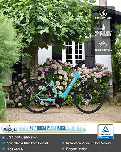 Accolmile 28 inch 700C dames Stads-Ebike met 250W M200 Koppel Middenmotor, Urban Trekking Elektrische Fiets Pedelec voor… - Afbeelding 3